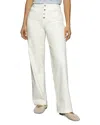 Sanctuary Luna Button Fly High Waist Cuff Straight Leg Jeans In Bleached White