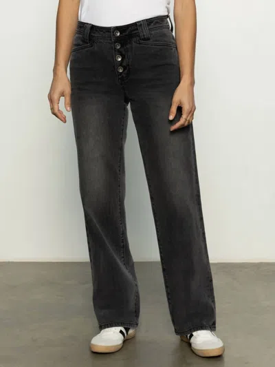 Sanctuary Luna Cuffed Standard Rise Jeans In Dark Smoke