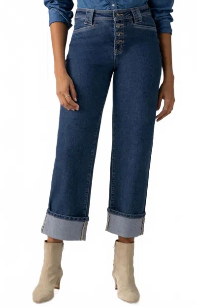 Sanctuary Luna Cuffed Standard Rise Jeans In Solstice In Blue