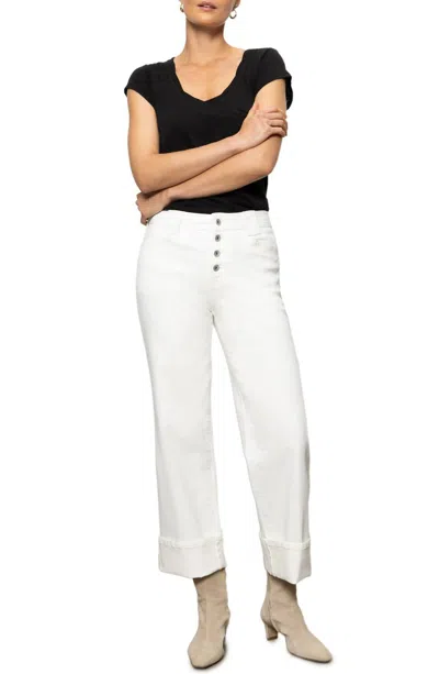 Sanctuary Luna Cuffed Straight Jeans In Bleached White In Multi