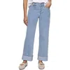 Sanctuary Luna Exposed Button Relaxed Straight Leg Jeans In Blue Moon
