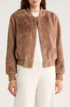 Sanctuary Luxe Faux Fur Zip Bomber Jacket In Brown