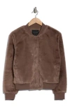 Sanctuary Luxe Faux Fur Zip Bomber Jacket In Portobello