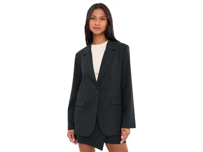 Sanctuary Maci Blazer Women's Jacket Navy Pinstripe: Xs (us 2), Elastane/polyester/rayon In Black