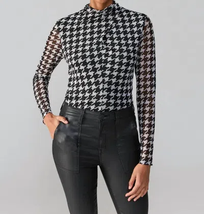 Sanctuary Make A Statement Houndstooth Top In Black And White In Multi
