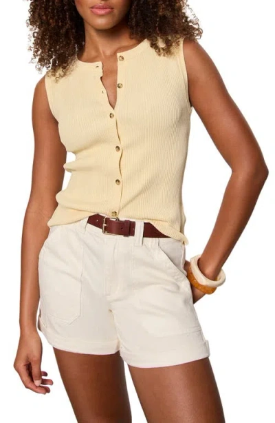 Sanctuary Manhattan Rib Knit Button-up Sweater Tank In Yellow