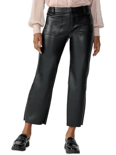 Sanctuary Marine Womens Faux Leather Crop Ankle Pants In Black