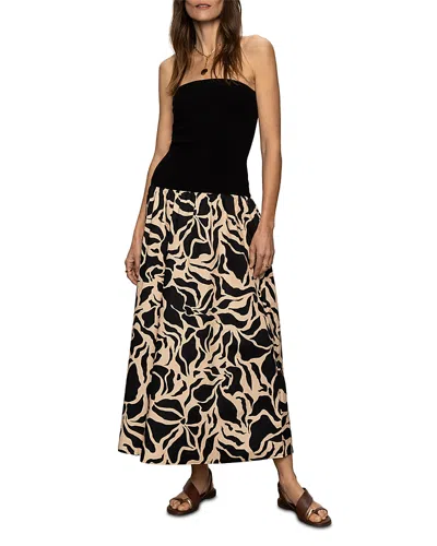 Sanctuary Meet Me At Sea Midi Dress In Black/mirage