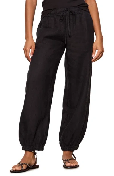Sanctuary Melody Drawstring Linen Balloon Pants In Black