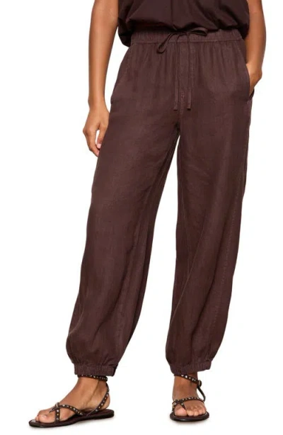 Sanctuary Melody Drawstring Linen Balloon Pants In Burgundy
