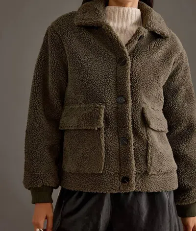 Sanctuary Mely Sherpa Jacket In Cool Olive In Multi