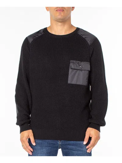 Sanctuary Mens Cable Knit Casual Pullover Sweater In Black