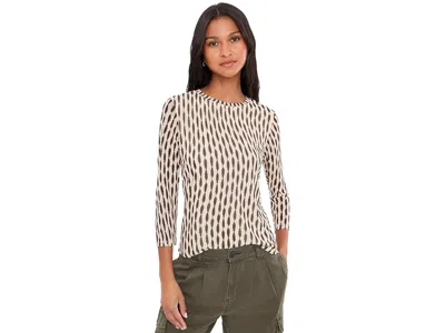 Sanctuary Mesh 3/4 Sleeve Top Women's Clothing Inkblot: Lg (us 10-12), Polyester/spandex In Neutral