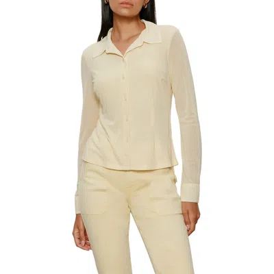 Sanctuary Mesh Button-up Shirt In Neutral