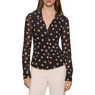 Sanctuary Fitted Mesh Button Down Top In Animal Print