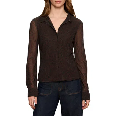 Sanctuary Mesh Button-down Shirt In Brown