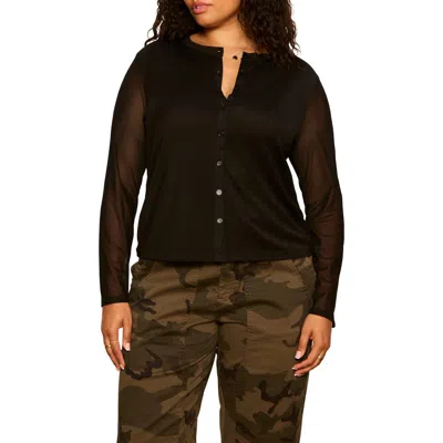 Sanctuary Mesh Long Sleeve Cardigan In Black