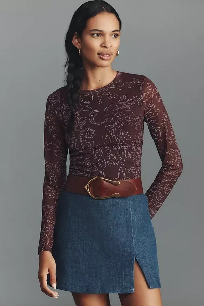 Sanctuary Mesh Long-sleeve Top In Red