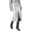 Sanctuary Metallic Faux Leather Midi Skirt In Silver