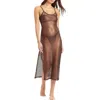 Sanctuary Metallic Net Sheer Maxi Cover-up Dress In Brown