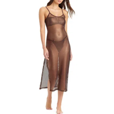 SANCTUARY SANCTUARY METALLIC NET SHEER MAXI COVER-UP DRESS