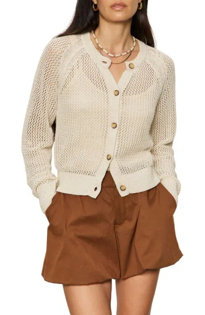 Sanctuary Metallic Open Stitch Cardigan In Neutral