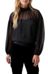 Sanctuary Sheer Volume Metallic Blouse In Black In Black
