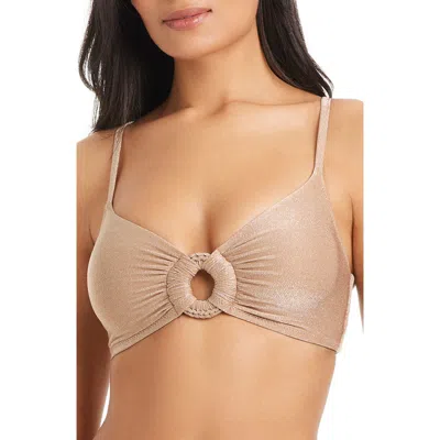 Sanctuary Metallic Swim Top In Brown