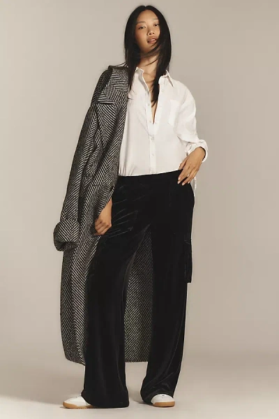 Sanctuary Mid-rise Relaxed Velvet Pants In Black