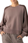 Sanctuary Mixed Media Cotton Blend Sweatshirt In Cocoa