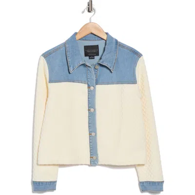 Sanctuary Mixed Media Denim Shirt Jacket In Blue