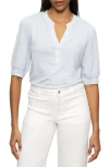 Sanctuary Mixed Media Organic Cotton Blend Top In Sky Blue