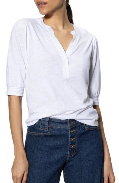 Sanctuary Mixed Media Organic Cotton Blend Top In White