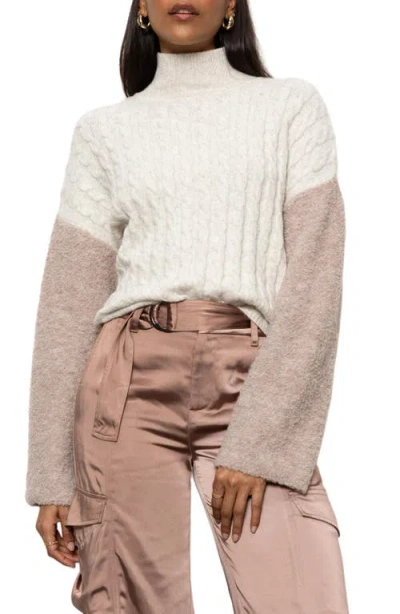 Sanctuary Mixed Media Sweater In Lt Heather