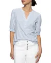 Sanctuary Mixed Media Organic Cotton Blend Top In Sky Blue