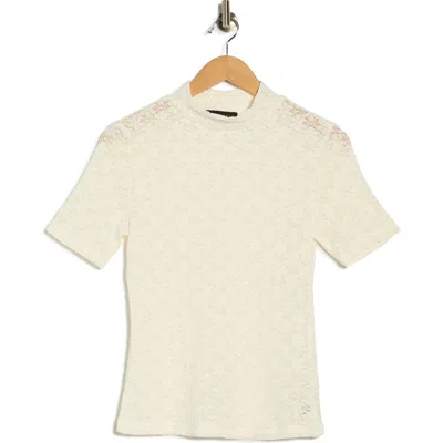 Sanctuary Mock Neck Lace Top In Neutral