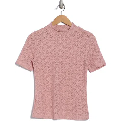 Sanctuary Mock Neck Lace Top In Pink