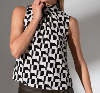 Sanctuary Mockneck Popover Blouse In Multi In Black