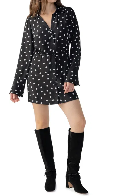 Sanctuary Modern Polka Dot Shirt Dress In Black