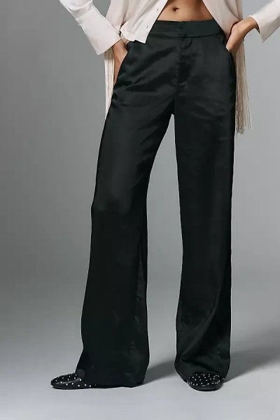 Sanctuary Modern Satin Trouser Pants In Black