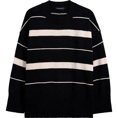 Sanctuary Modern Stripe Tunic Sweater In Black With Almond Stripe