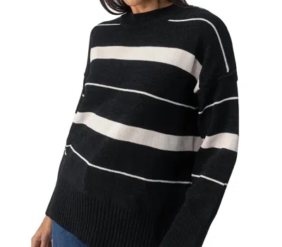 Sanctuary Modern Stripe Tunic Sweater In Black/almond