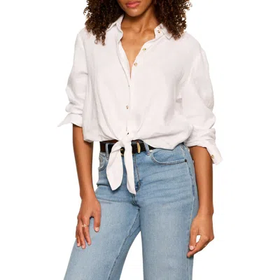 Sanctuary More Love Tie Front Linen Blend Top In White