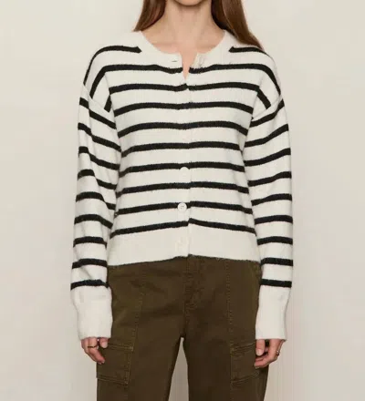 Sanctuary Must-have Cozy Cardigan In Chalk With Black Stripe In White