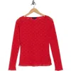 Sanctuary Neck Long Sleeve Lettuce Edge Top In Red