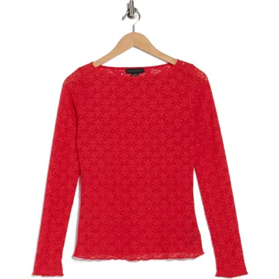 Sanctuary Neck Long Sleeve Lettuce Edge Top In Red