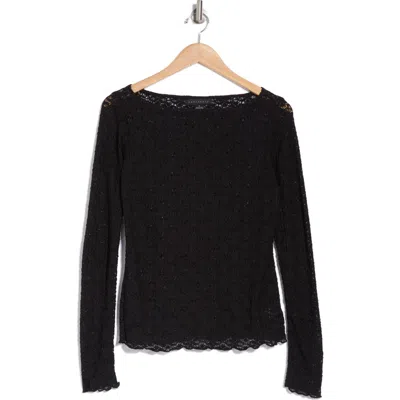 Sanctuary Neck Long Sleeve Lettuce Edge Top In Black