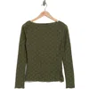 Sanctuary Neck Long Sleeve Lettuce Edge Top In Green