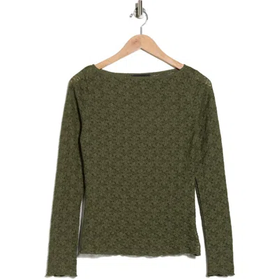 Sanctuary Neck Long Sleeve Lettuce Edge Top In Green