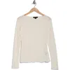 Sanctuary Neck Long Sleeve Lettuce Edge Top In Milk